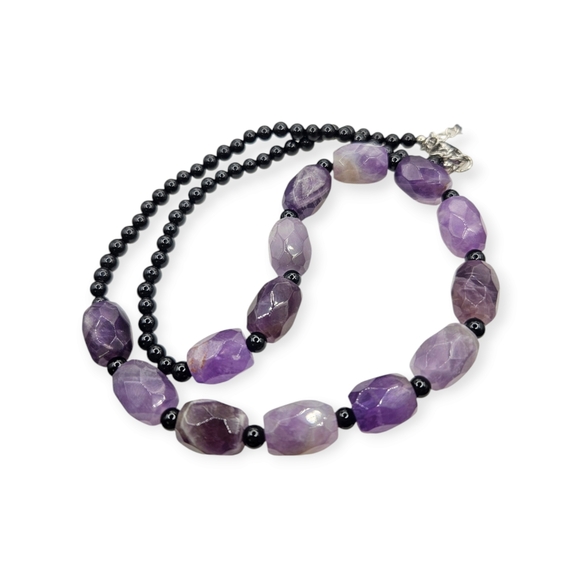 Natural Amethyst Smooth Round Beaded Necklace, 5mm-11mm  Amethyst Bead Necklace